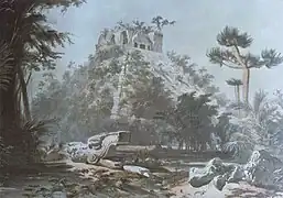Kukulcán-Pyramide gezeichnet von Frederick Catherwood (1843)