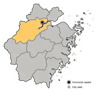 Lage Hangzhous in Zhejiang