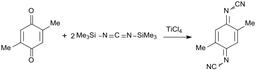 Hünig-Synthese von Chinoncyanodiiminen mit Bis(trimethylsilyl)carbodiimid