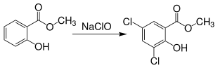 Chlorierung von Methylsalicylat mit Natriumhypochlorit