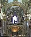 Fresko der hl. Cäcilie oberhalb der Chorempore der Niklaskirche auf der Prager Kleinseite