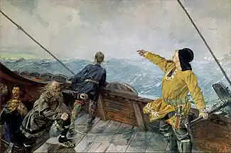 Leif Eriksson entdeckt Amerika – Gemälde aus dem Jahr 1893 von Christian Krohg (1852–1925)