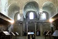 Tempietto Longobardo in Cividale (Friaul), Mitte 8. Jh.: Backsteinbögen in der überwiegend aus Haustein errichteten Kirche