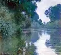 Ansicht des Seitenarms der Seine bei Giverny am Morgen bei leichter Schichtbewölkung.