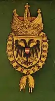 Der Bindenschild auf dem kaiserlichen Doppeladler des Heiligen Römischen Reiches, 1519