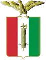 Das Staatswappen der faschistischen Sozialrepublik von Salò (hier die „republikanische“ Variante mit mittigem Beil)
