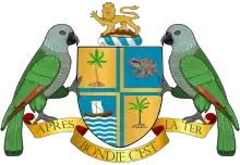 Wappen Dominicas: Zwei Kaiseramazonen