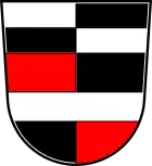 Gemeindewappen von Höchstädt im Fichtelgebirge oben in Erinnerung an die Hohenzollern, unten an die Familie von Rorer