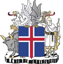 Vier Schildhalter (Wappen Islands)
