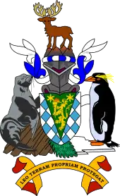 Wappen Südgeorgiens und der Südlichen Sandwichinseln: eine Robbe und ein Pinguin