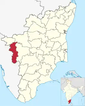 Positionskarte des Distrikts Coimbatore