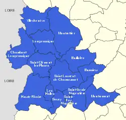 Lage der CC Chamousset en Lyonnais im Département Rhône