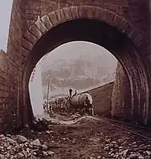 Adolphe Braun: Gotthardbahn Tunneleingang in Airolo (Ausschnitt).