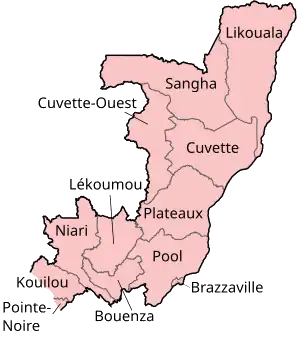 Karte der Departements der Republik Kongo