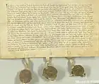 Urkunde aus 1328: Conrad der Grabner ['Chunrat der Grabner', Konrad II. von Graben], Jakob [Grabner] sein Sohn und Catharina seine Hausfrau und Otto [Grabner] auch sein Sohn verkaufen 24 Joch Aecker im Dröstorfer Felde, dem Jans Zeuner von Atzenprucken und seiner Hausfrau und dem Chadolt von Pirboum und seiner Hausfrau um 19 Pfund Pfennig [wohl im Raum Tulln an der Donau in Niederösterreich]. Quelle Regest: Repertorium XIV/4 Bd. 1 Nr. 176