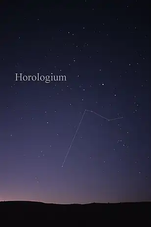 Das Sternbild Horologium, wie es mit dem bloßen Auge gesehen werden kann