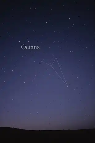 Das Sternbild Octans, wie es mit dem bloßen Auge gesehen werden kann