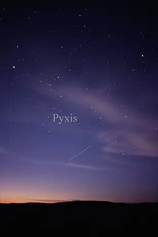 Das Sternbild Pyxis, wie es mit dem bloßen Auge gesehen werden kann