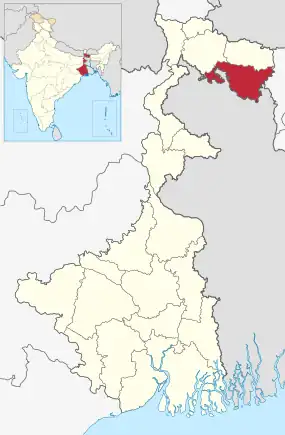 Positionskarte des Distrikts Koch Bihar