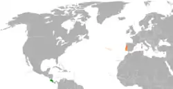 Lage von Costa Rica und Portugal