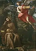 Francesco Cozza, Heiliger Franziskus getröstet von einem Engel, Galleria Nazionale di Palazzo Arnone, Cosenza, Italien