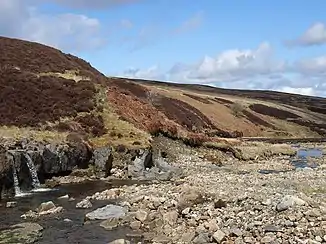 Der Zusammenfluss von Duffergill Burn (links) und Cross Gill
