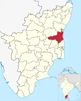 Positionskarte des Distrikts Cuddalore