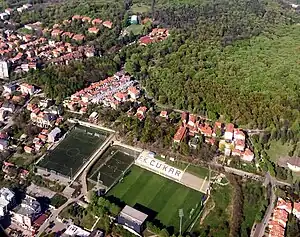 Das Stadion und das Trainingsgelände aus der Vogelperspektive