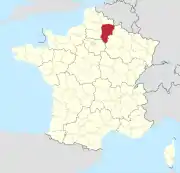 Lage des Departements Aisne in Frankreich
