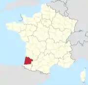 Lage des Departements Landes in Frankreich