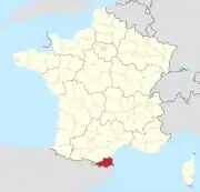 Lage des Departements Pyrénées-Orientales in Frankreich
