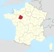 Lage des Departements Sarthe in Frankreich