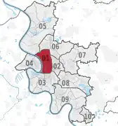 Lage des Stadtbezirks 1 in Düsseldorf