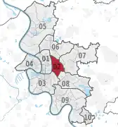 Lage des Stadtbezirks 2 in Düsseldorf