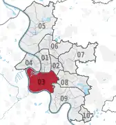 Lage des Stadtbezirks 3 in Düsseldorf