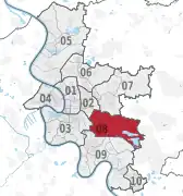 Lage des Stadtbezirks 8 in Düsseldorf