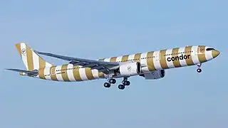Airbus A330-900neo Die 100. ausgelieferte A330neo im sandfarbenen Streifenkleid ging an Condor