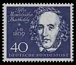 Briefmarke der Deutschen Bundespost (1959) zum 150.&nbsp;Geburtstag und zur Einweihung der Beethovenhalle in Bonn