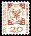 Lübecker Briefmarke der Briefmarkenserie 1859 als Motiv einer Briefmarke des Jahrgangs 1959 der Deutschen Bundespost