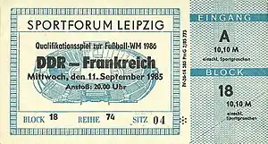 Eintrittskarte DDR – Frankreich 1985