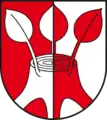 Von Rot und Silber gespalten mit einem von drei jungen Trieben beblätterten Baumstumpf in verwechselten Farben(Dönitz/Altmark, DE)