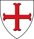 Das Wappen von Pyrmont wurde seit dem Anspruch Paderborns auf dieses Gebiet abwechselnd mit dem paderbornischen Kreuz im Wappenschild geführt