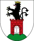 Turm im Wappen von Bergen mit wachsendem Löwen