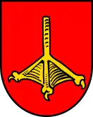 In Rot ein goldener Schwimmfuß: Wappen von Kieselbronn
