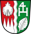 Ein silbernes Buchenblatt im Wappen von Markt Obersinn