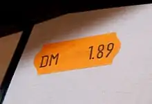 Selbstklebendes Preisschild in DM