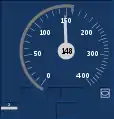 Tacho bei Fahrt auf/unterhalb der Sollgeschwindigkeit, ohne aktive Bremskurve