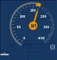 Tacho bei Überschreitung der zulässigen Geschwindigkeit (167 statt zulässiger 160&nbsp;km/h)