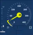 … ebenso 50&nbsp;m vor dem Ende der TSM (Sollkurve bei 30&nbsp;km/h).
