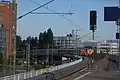 Nördliche Einfahrt des Hochbahnsteigs über die Einfädelung der Homburger Bahn